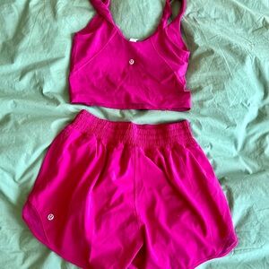Size 4 lululemon athletica Hot Pink align tank and Shorts Set